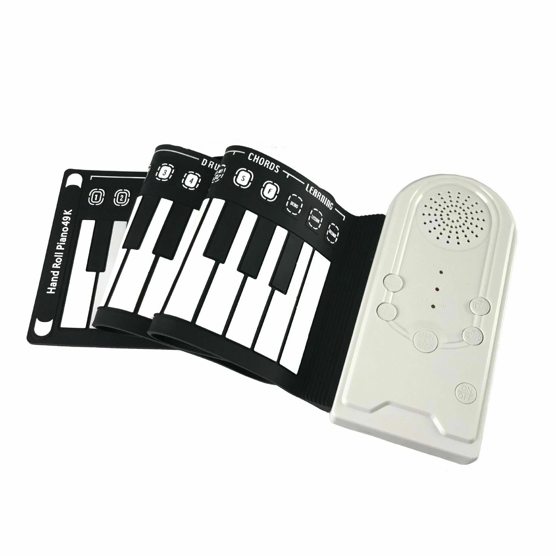 クリーニングエイトの手巻きピアノ ピアノ 持ち運び 折畳 ロールピアノ ピアノマット ロールアップ ロールアップピアノ (スピーカー内蔵) 電子ピアノ 49鍵盤｜アングル3