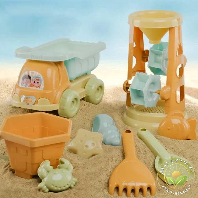 クリーニングエイトのおもちゃ お砂場セット キッズ 砂遊びセット ベビー 玩具 男の子 おもちゃ 砂遊び 雪遊び 室内室外 スコップ 9点セット ビーチ 女の子｜アングル2