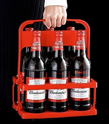クリーニングエイトのボトルキャリー ビール収納ボックス 2個セット 瓶ビールラック ドリンク 手提げ かご 雑貨 収納 整理 最大6本収納 折りたたみ式 ビールボトルキャリア ビールボトル収納ホルダー ビールキャリア 一体型｜アングル2