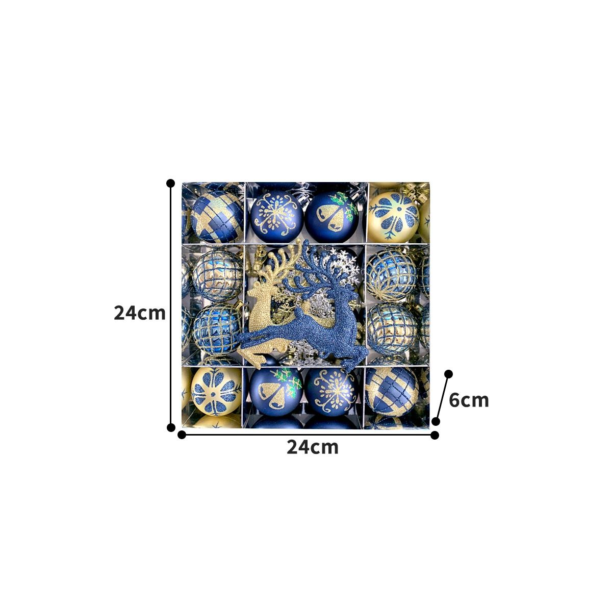 クリーニングエイトのクリスマス 飾り 雪の結晶 多彩デザイン オーナメント ボール トナカイ クリスマスツリー 華麗 雑貨 飾り デコレーション 45個入り｜アングル3