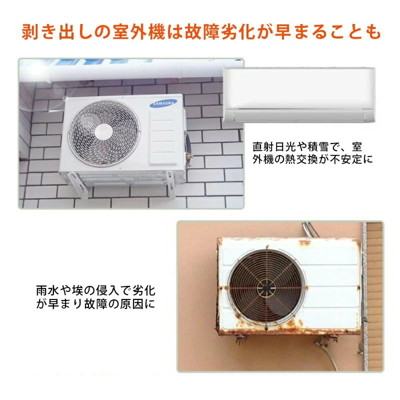 クリーニングエイトの固定用ベルト付き 劣化防止 断熱 室外 オールシーズン適用 室外機カバー 節電 簡単設置 日・雨・雪・風・ホコリよけ エアコン 効率アップ 保護カバー オールシーズン適用 遮熱シート 屋外用 遮熱エコカバーワイド 電気代節約 直射日光 ガー 遮熱 反射素材 アルミ構造 省エネ｜アングル3