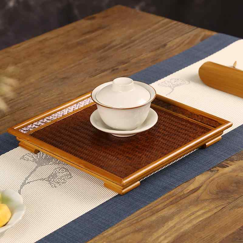 茶盤 竹製 大皿 トレー トレイ 茶器 敷物 干泡茶盤 茶器置き お盆 長方形 伝統工芸 アジアン エスニック レトロ 和風 おしゃれ ナチュラル
