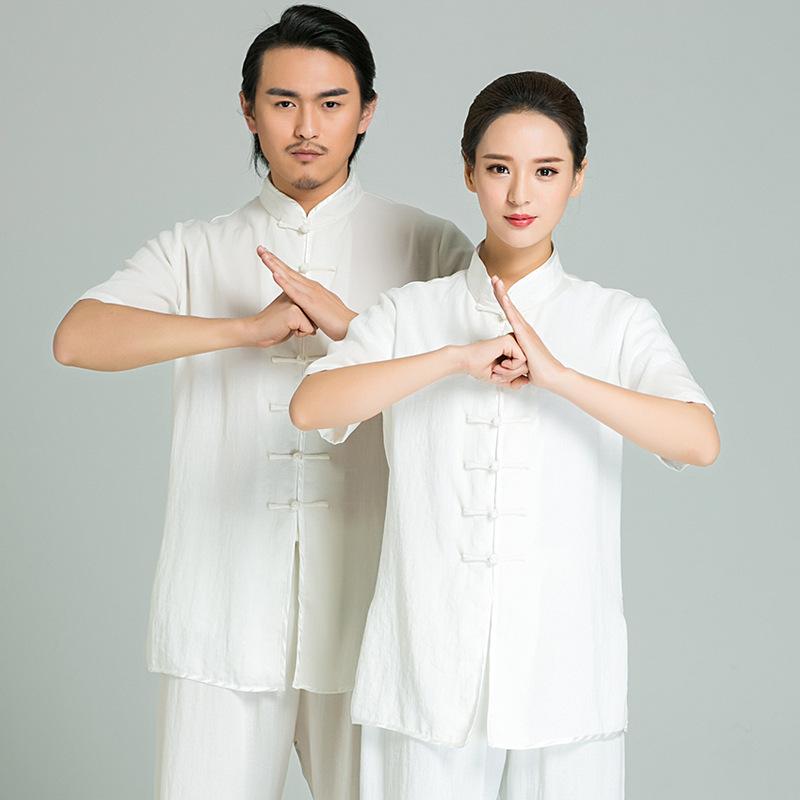 ・カテゴリ: 太極拳服・対象性別: 男女兼用・対象年齢: 成人・素材: ビスコース（レーヨン）混紡・カラー展開: ホワイト長袖セット、ホワイト半袖セット、ブラック長袖セット、ブラック半袖セット、ライトブルー長袖セット、ライトブルー半袖セット、ネイビー長袖セット、ネイビー半袖セット、リネン長袖セット、リネン半袖セット、ピンク長袖セット、ピンク半袖セット・サイズ展開: XS、S、M、L、XL、XXL、XXXL