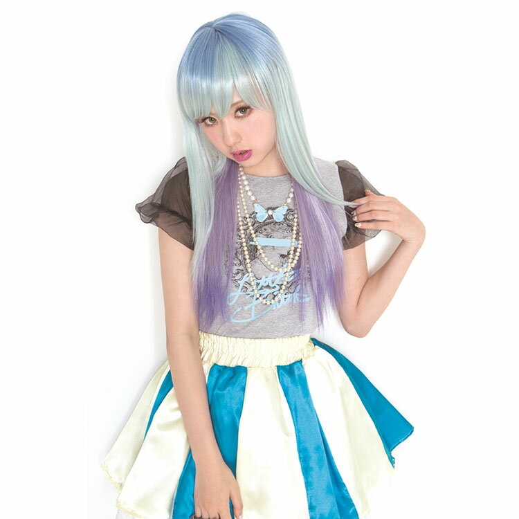 【公式】【ハロウィン ウィッグ 金髪 コスプレ】 LLL ストレート ペガサス青 紫 AMOプロデュース 衣装 忘年会 かわいい 可愛い コスチューム 結婚式 二次会 余興 ハロウィン 出し物 歓迎会 送迎会