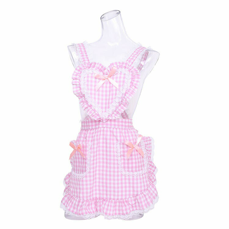 【公式】【コスプレ エプロン】ハートフリルエプロン ギンガムチェック ピンク ■ バレンタインデー かわいい 可愛い おしゃれ 女性用 クリスマス 忘年会 衣装 ハロウィーン 結婚式 二次会 余興 クリスマス 出し物 歓迎会 送迎会