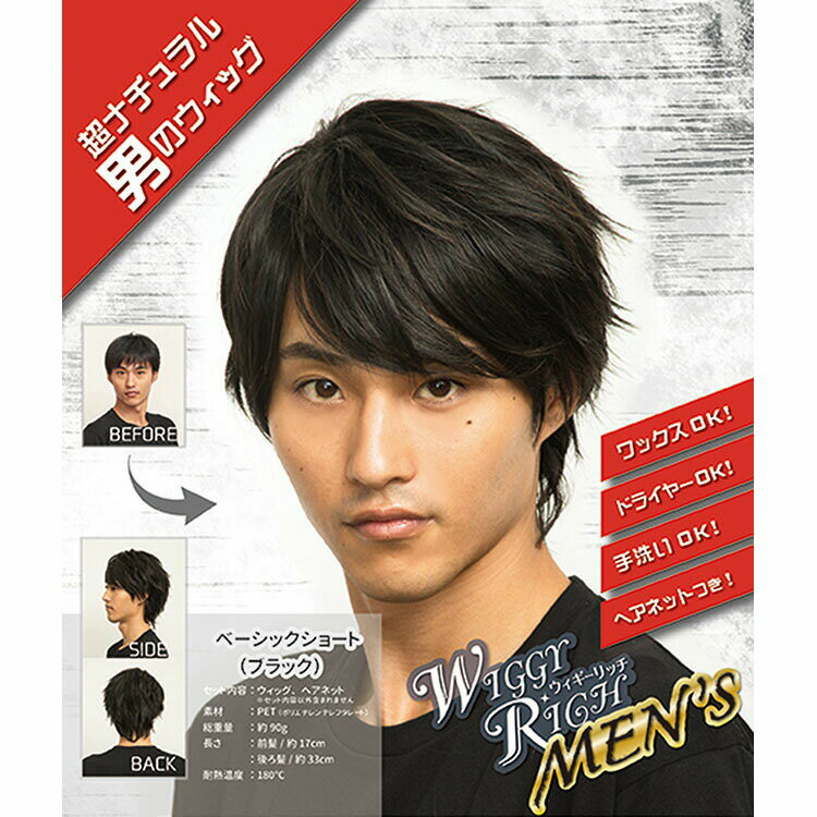 【公式】【ウィッグ 男性用 クリアストーン】WIGGY RICHメンズ ベーシックショート ブラック ■ clearstone コスチューム コーデ 衣装 仮装 ハロウィン パーティー グッズ コスプレ