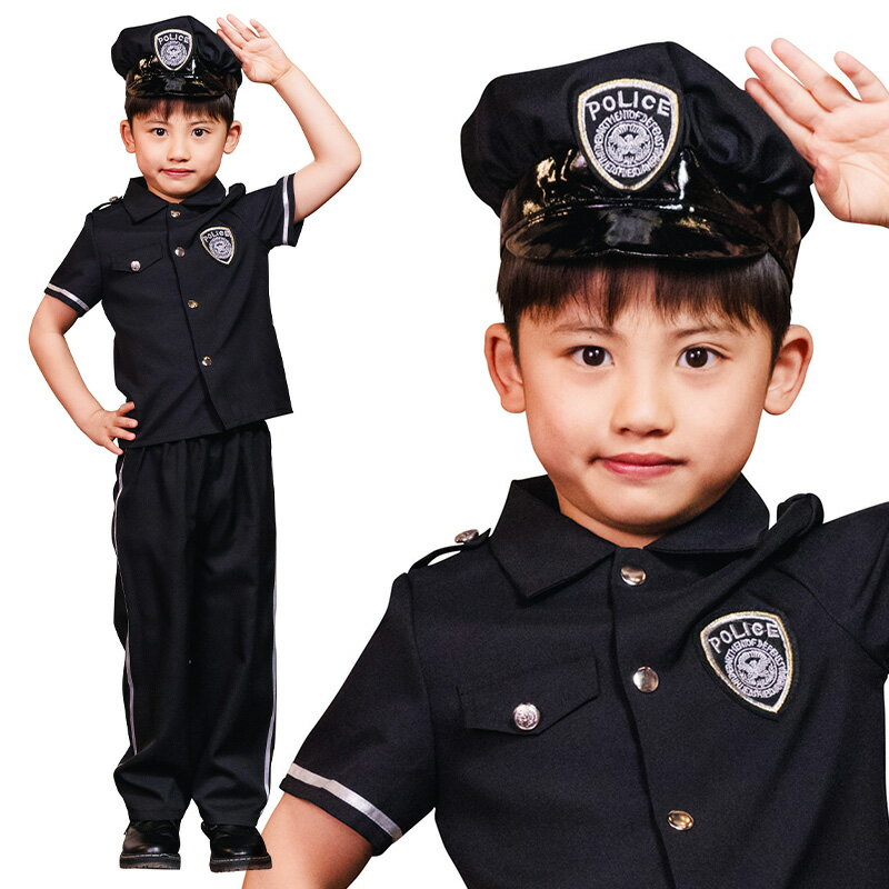 【公式】ハロウィンコスプレ 子供 スーパーポリスマン 140 ■ かっこいい クール 警官 警察官 制服 男の子 子供用 子ども こども キッズ コスチューム 衣装 仮装 コーデ パーティー お誕生日 お誕生会 お遊戯会 発表会 出し物 学園祭 お祭り 文化祭 演劇(3.0)