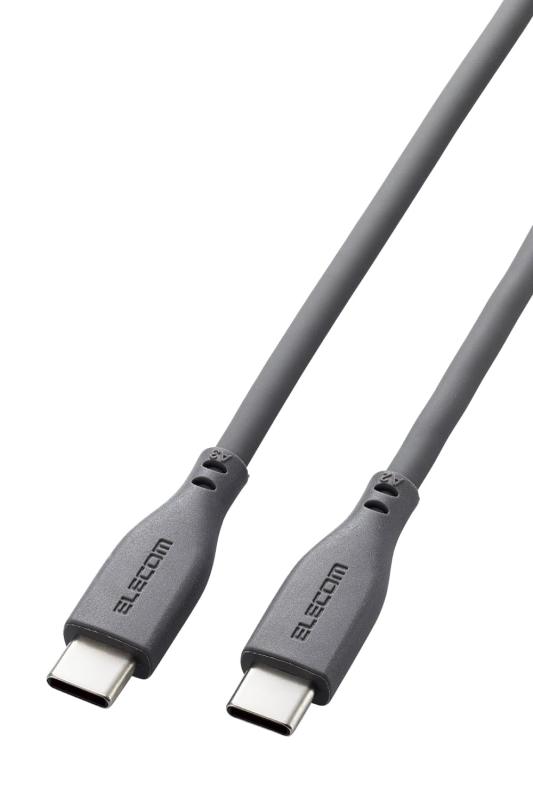 エレコム USB C ケーブル USB PD対応 100W 1m シリコン素材 やわらか グレー 【iPhone 16 シリーズ 対応検証済】 MPA-CC5PSS10GY