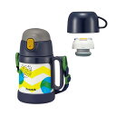 ピーコック魔法瓶工業(The-peacock) ピーコック 水筒 0.36L 0.4L 2way 保温 保冷 魔法瓶 ステンレス ボトル 子供 ワンタッチ コップ付き ストロー付き水筒 ネイビードット ASK-W40 AKD(3)
