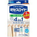 白元アース 衣類防虫剤 ミセスロイド クローゼット用 4個入 無香 無臭 1年間有効 カバー内のダニよけ効果付き 虫除け 防カビ 消臭 黄ばみ防止