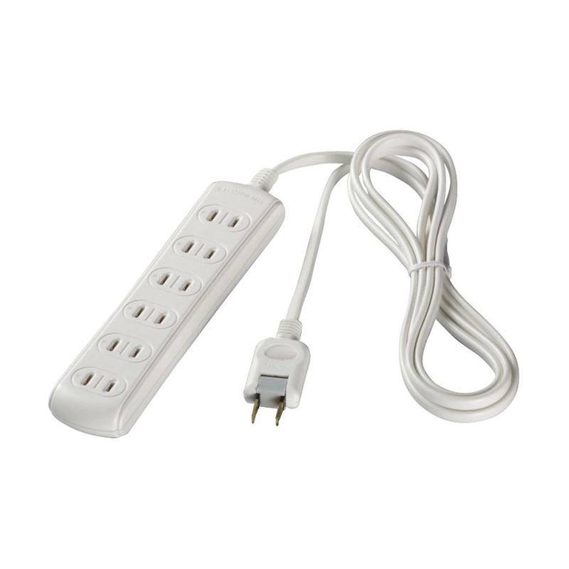 BUFFALO 2ピン電源タップ 6個口 スタンダード 3m ホワイト BSTAPST2630WH