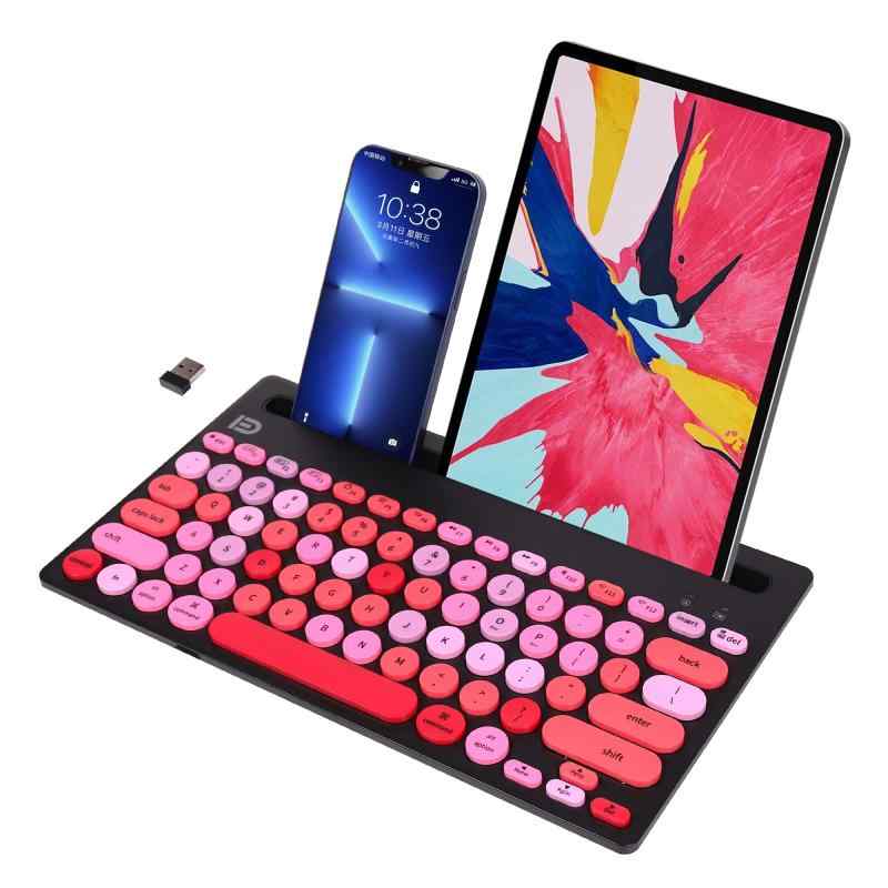 ワイヤレスキーボード 2.4G タブレットキーボード bluetooth 2つのモード 3台のデバイスを接続 携帯電話に タブレット ラップトップ Android/Windows/iOS対応 (ブラック)