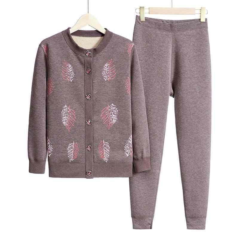 インナー レディース 婦人用 あったか起毛 長袖トップス パンツ 上下セット 大きいサイズ シニア向け ラウンドネック 綿100% 部屋着 ルームウェア 秋冬