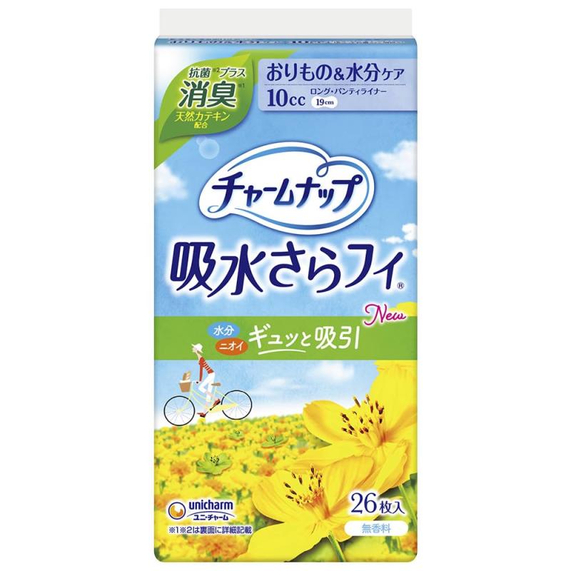 チャームナップ 吸水さらフィ ロング 無香料消臭 羽なし 10cc 19cm 26コ入(おりもの&amp;水分ケア 尿 ..