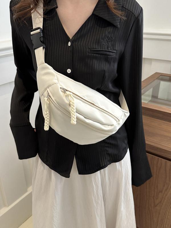 ボディバッグ レディース 女性用 カジュアル バッグ オックスフォード生地 無地 スポーティ ウエストバッグ ミニショルダーバッグ 斜めがけ 鞄 ブラック ホワイト ピンク レッド ブルー グリーン オレンジ 春夏