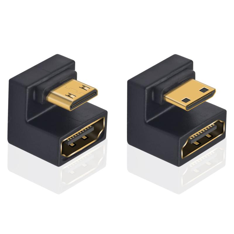 Poyiccot 8K Mini HDMI to HDMI 変換アダプタ、180度角度付きU字型 ミニ HDMI2.1 オス - メス延長アダプタ、上向き/下向き UHD 48Gbps 超高速 8K@60Hz 4K@120Hz テレビ HDR フルHD