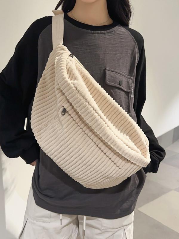 ショルダーバッグ レディース メンズ 大容量 ボディバッグ 日系 ストリート コーデュロイ 学生 メッセ..