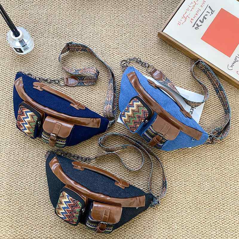 デニム 鞄 レディース 大容量 斜めがけ バッグ レトロ スタイル ウエストバッグ カジュアル 旅行用