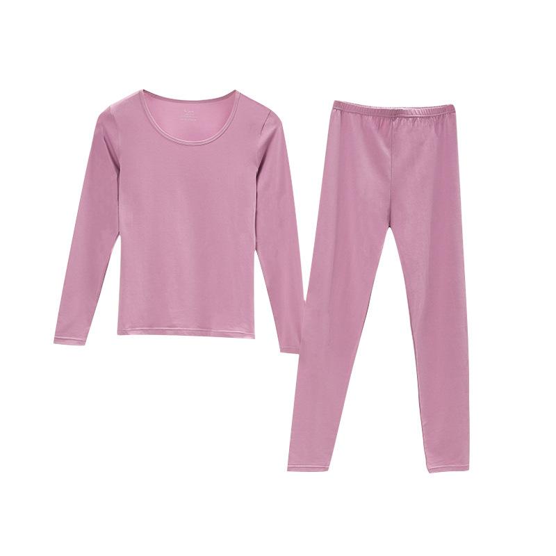 レディース インナー 上下セット 肌着 モーダル 保温 あったか 薄手 女性用 長袖 長ズボン ラウンドネック 無地 シンプル 普段使い 部屋着 秋冬 牛油果グリーン 麻グレー ブラック パープル ピンク系 M L XL 2XL