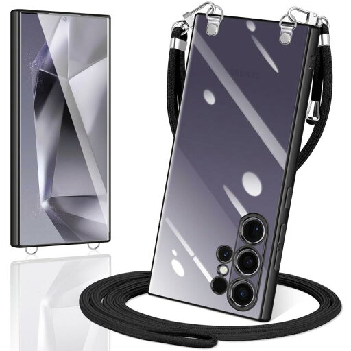 Galaxy S24 Ultra ケース ショルダー クリア SC-52E SCG26 ギャラクシーS24 Ultra カバー スマホケース 透明 TPU 肩掛け 首掛け 斜めかけケース 薄型 耐衝撃 シリコン メッキ加工 TPUバンパー(ブラック) Galaxy S24 Ultra ケース ショルダー クリア SC-52E SCG26 ギャラクシーS24 Ultra カバー スマホケース 透明 TPU 肩掛け 首掛け 斜めかけケース 薄型 耐衝撃 シリコン メッキ加工 TPUバンパー(ブラック)