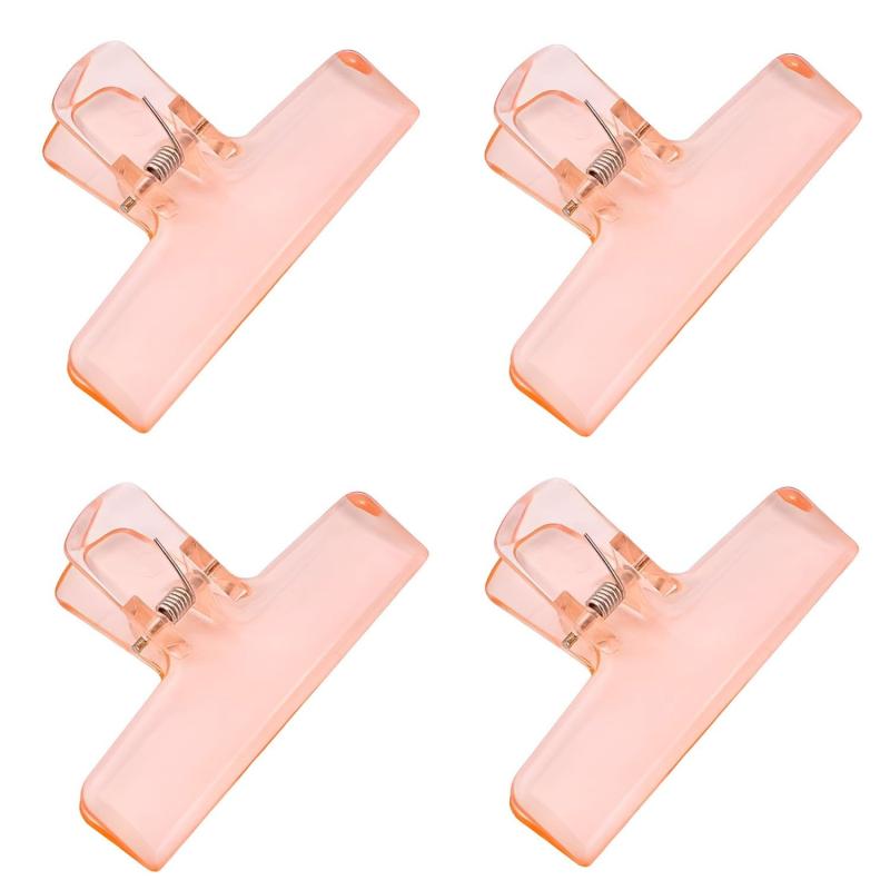 4個入 目玉クリップ ブッククリップ プラスチック製 おしゃれ 固定クリップ 事務用品 学生用品 文房具 食品保存 書類挟む用 クリップ【仕様】●サイズ：約74mm×約47mm×約22mm、●素材：プラスチック、●入数：4個【優れた品質】 高品質のプラスチック製で、壊れたり曲がったりしにくく、錆びにくく、長持ちするができます。カラフルで透明感のある、とても可愛くておしゃれで学校、家庭、オフィスでの使用に最適な目玉クリップです。【特長】最大開口部は2.5cmで、本の厚みも楽々入ります。教科書や本を開いておくのに便利なブッククリップ【跡が残りにくい】素材はプラスチックなので、ノートを挟んだときに跡が残りません。強く噛み過ぎない、適度な保持力で紙を傷つけたり緩んだりすることなくしっかりと保持します。【幅広い用途】メモや書類、領収書、会議資料紙、写真入れなどのファイルを簡単に整理できます。書類に限らず、書類だけでなく、お菓子の袋を閉じたり、コードを整理したり、キッチン周りでも活躍します。多用途でファッショナブルなので、会社員、学生、教師の必需品です。