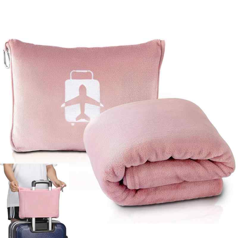 AiGouGou 毛布 枕 2 in 1 シングル 旅行用 収納が便利 持ち運び ブランケット 110x160cm グレー マイクロファイバー 柔らかく肌触り フランネル 洗える 静電防止 四季適用