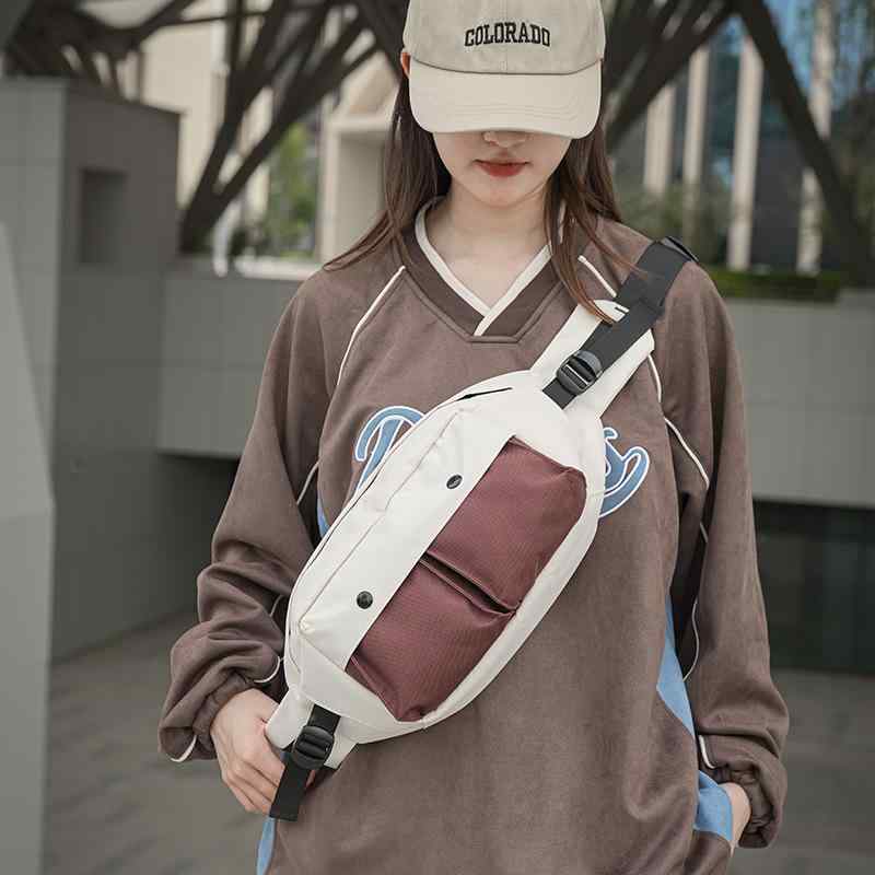 ショルダーバッグ 男性用 スポーツ ストリート オックスフォード 無地 シンプル スマホ用ポケット付き ブラック ホワイト/ブラウン ホワイト/グリーン2