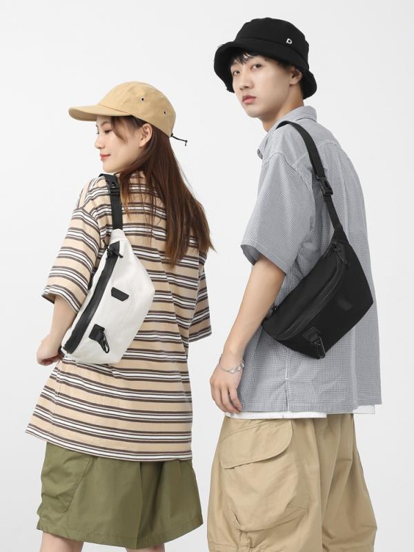 ウエストバッグ レディース メンズ ショルダーバッグ 斜めがけ 帆布 軽量 普段使い 無地 黒 白
