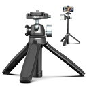 ULANZI MT-46 F38クイックシュー三脚 カメラ三脚 3段伸縮 卓上三脚 ミニ三脚 360度自由雲台 自撮り棒 アクセサリーシュー付き アルミ合金製 持ち運びに便利 クイックリリースプレート 1/4"ネ
