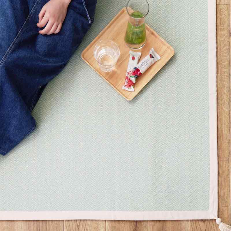 萩原 ラグ ブルー 約130×185cm 「アルト」 洗濯機で洗える 綿100% 滑り止め付き ホットカーペット・床..