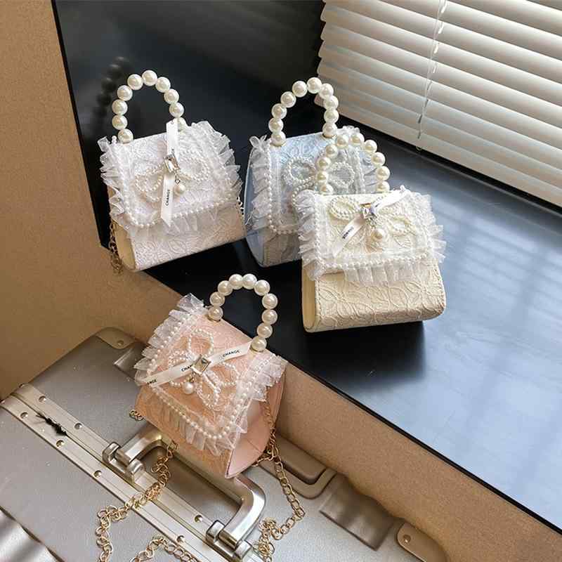 子供用バッグ 秋冬 レース 花柄 パ