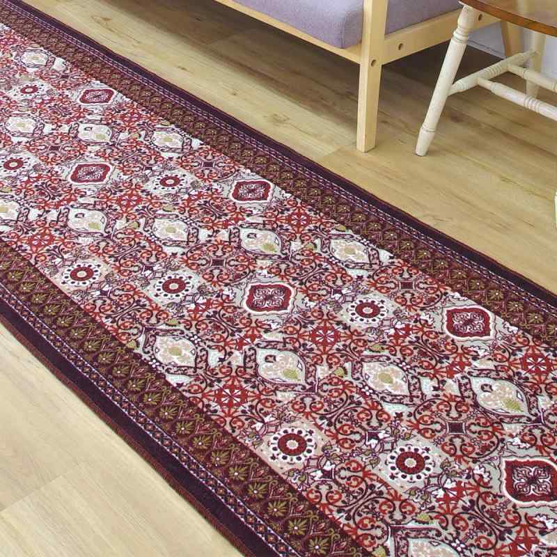 San-Luna 廊下 カーペット ロング マット 廊下敷き 80cm×180cm【Palacetile(パレスタイル)】 日本製 洗える 滑り止め 加工 抗菌 防臭 吸水 速乾 タイル柄 タイル調 正方形 幅広 美麗 茶 ブラウン