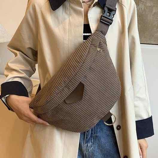 ボディバッグ レディース 秋冬 女性用 大容量 スマホ ウエストバッグ コーデュロイ カジュアル シンプル 斜めがけ 鞄 ブラウン グレー ホワイト ブラック
