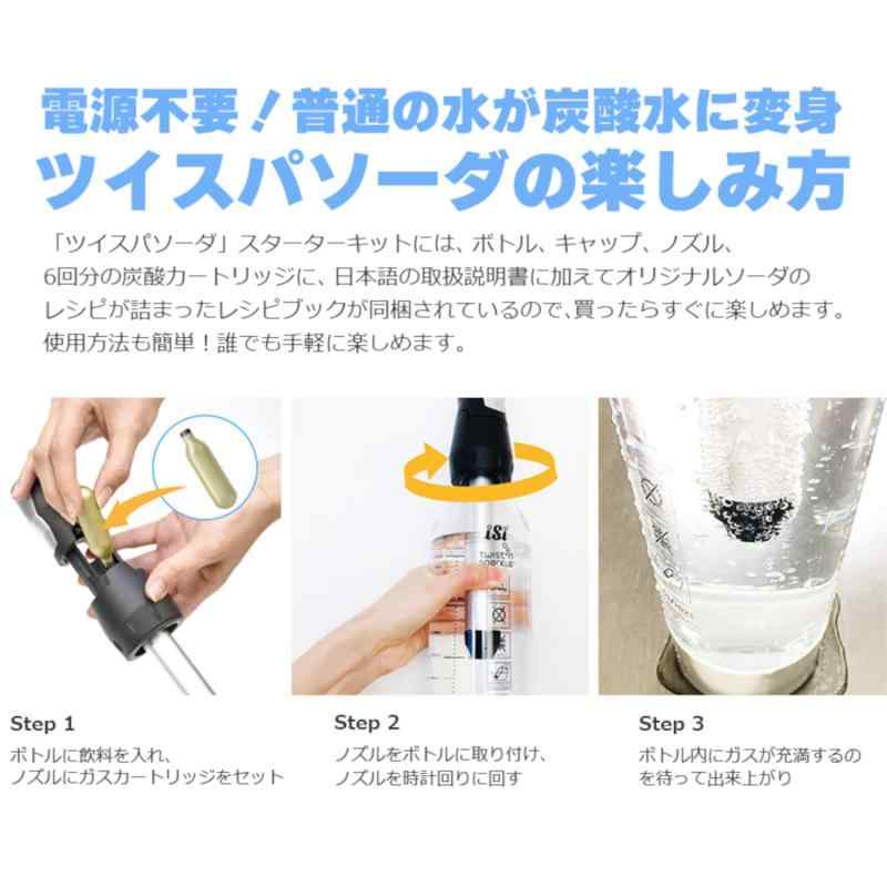 グリーンハウス ツイスパソーダ 簡単に炭酸水が作れる ジュースやお酒も 家でも外でも 持ち運び すぐ使えるスターターキット SODACK