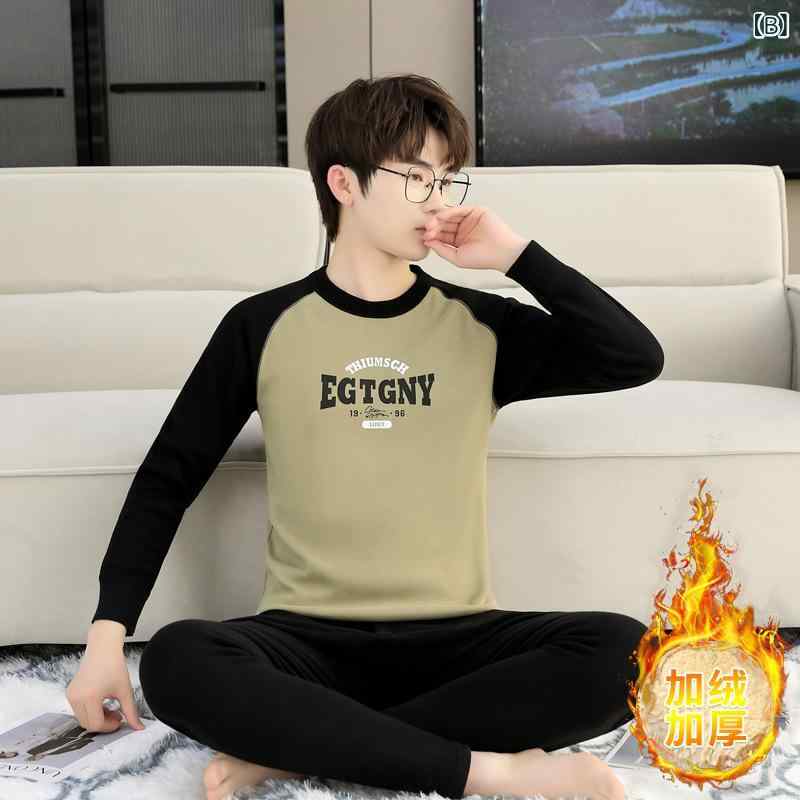 clearstoreのインナーウェア 男性用 裏起毛 あったかインナー 上下セット 高校生 向け 防寒 肌着 ポリエステル 繊維 秋冬 レイヤード｜アングル2