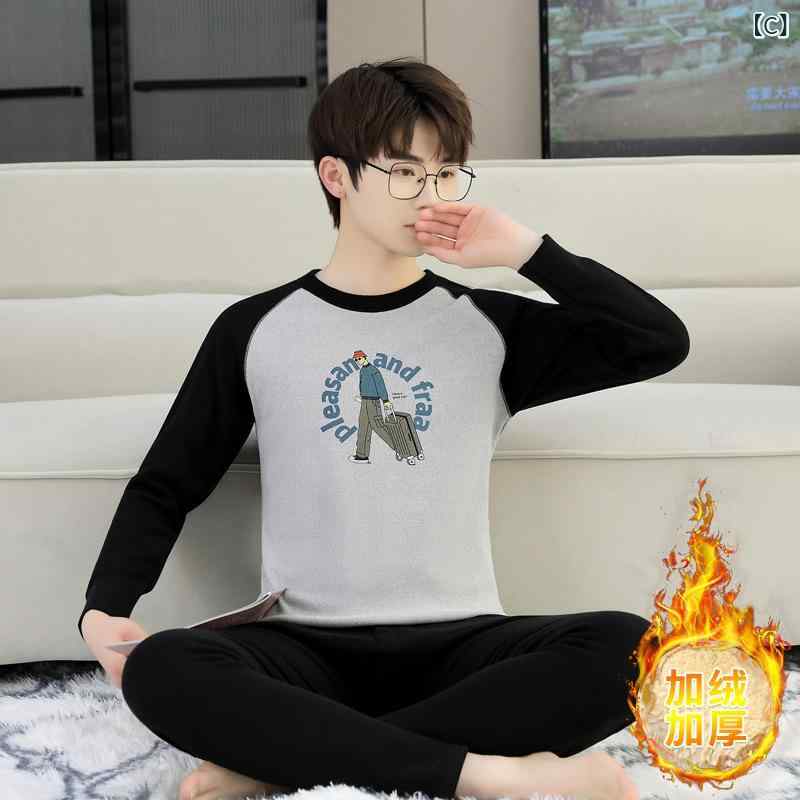 clearstoreのインナーウェア 男性用 裏起毛 あったかインナー 上下セット 高校生 向け 防寒 肌着 ポリエステル 繊維 秋冬 レイヤード｜アングル3
