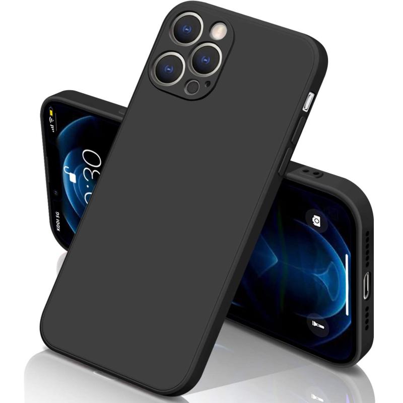 iphone12 Pro ケース シリコン 耐衝撃 アイフォン12Pro カバー さらさら手触り 傷付き防止 超軽量 マット質感 指紋防止 レンズ保護 ワイヤレス充電(黒)(3)