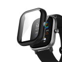 AiMaoo Amazfit GTS 4 Mini 対応 ケース 強化ガラスフィルム 保護 カバー 硬質ポリPC素材 一体化 耐衝撃 傷防止 変色防止 全面カバー 全面保護 スマートウォッチ Amazfit GTS 4 Mini (ブラック)
