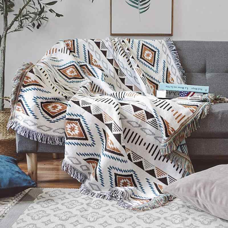 TMVOK マルチカバー ソファカバー おしゃれ 長方形 180*300cm ブランケットフリンジ付き 綿 北欧風 3人掛け 4人掛け 肘付き 肘なし ソファーかばー カウチ カーペット テーブルクロス リバーシブ