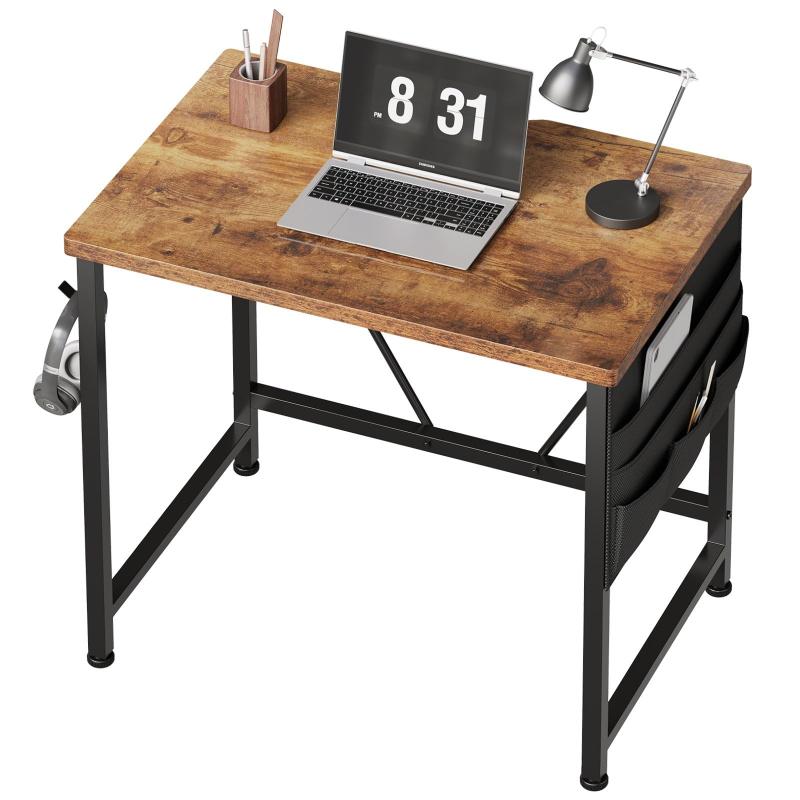 YeTom ミニデスク 机 pcデスク 幅60cm 勉強机 コンパクト 収納袋付き学習机 小さい つくえ 作業机 組立簡単 ビンテージ