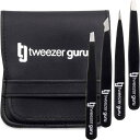 TweezerGuru 毛抜き ピンセット 眉毛抜き 精密 ステンレス 鼻毛 ヒゲ とげぬき 黒ずみ 角栓 角質取り 先斜め 先端極細 4本入り