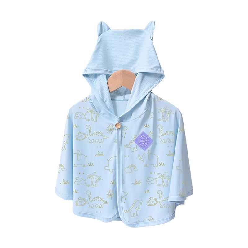 ベビー服 ポンチョ UPF50+ 紫外線対策 接触冷感 幼児 ケープ 通気性 日焼け止め アウター アウトドア クリーム色 アイスブルー パステルピンク 松葉色 0歳 1歳 2歳 3歳(4)
