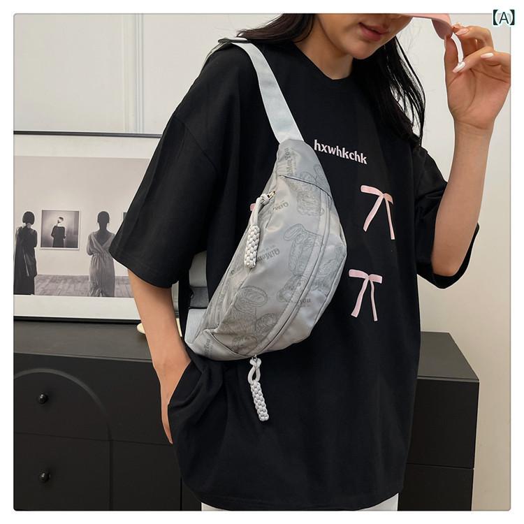 キャンバス ショルダーバッグ レディース アーバン ミニマル スポーティ ウエストバッグ グレー ホワイト ブラック グリーン パープル ファスナー