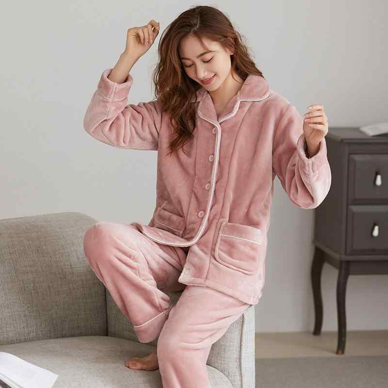 パジャマ レディース 秋冬 厚手 フランネル ルームウェア 上下セット 珊瑚絨 あったか かわいい ふわふわ 暖かい 寝巻き 部屋着 婦人 女性用 M L XL 2XL 大きいサイズ ゆったり リラックス 防寒 冷え対策 快適 肌触り 柔らかい ポリエス