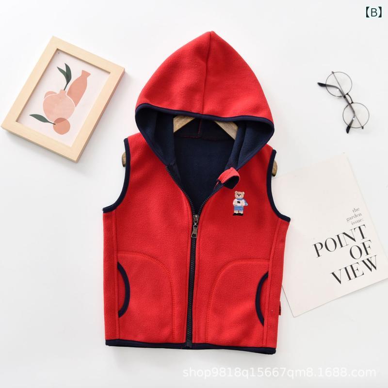 clearstoreの子供服 ベスト 秋冬 フリース 男女兼用 ベビー キッズ ジップアップ ベスト 中童 大童 フリース ベスト 黄色 赤 紺 紫 ピンク 緑 青 100cm 110cm 120cm 130cm 140cm 150cm｜アングル3