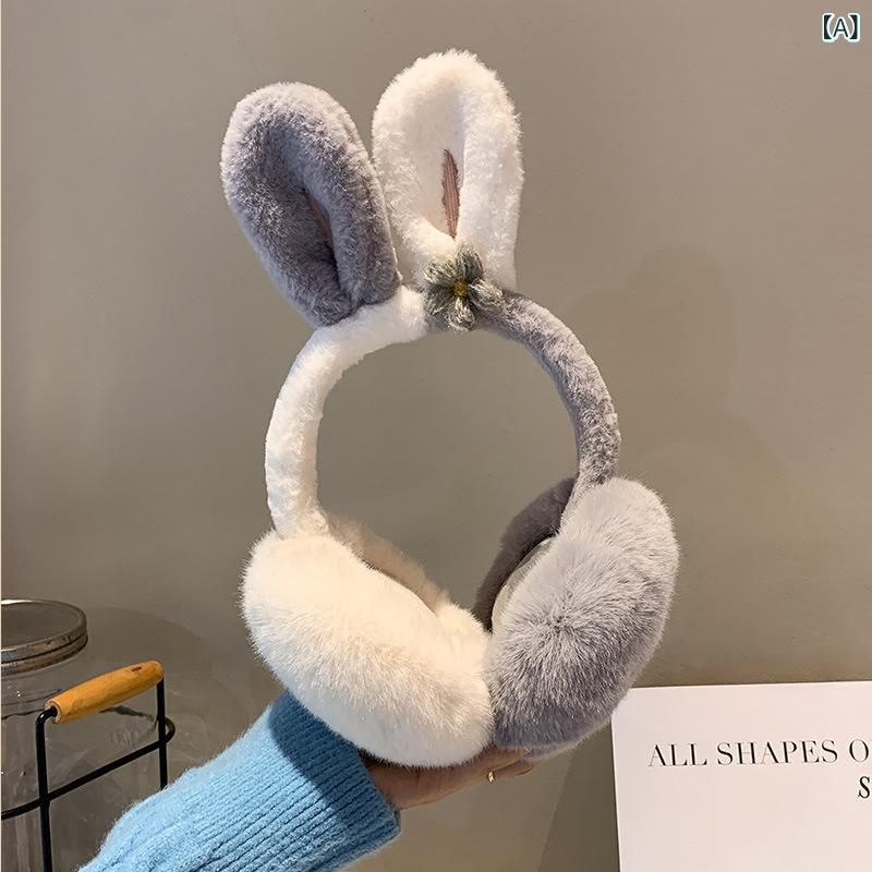 clearstoreのイヤーマフ レディース 秋冬 かわいい 耳あて 防寒 学生 配色 通学 暖か モコモコ ふわふわ2｜アングル2