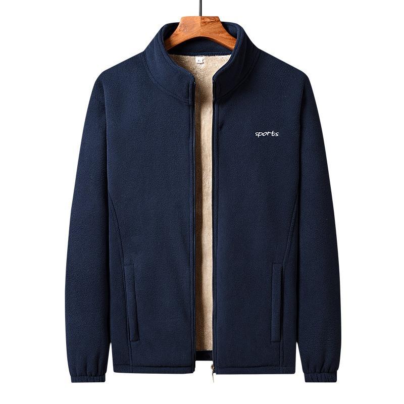 フリース メンズ 秋冬 防風 保温 フリースジャケット スタンドカラー カーディガン 無地 シンプル 大きいサイズ 部屋着 普段使い アウトドア グレー 黒 ワインレッド 紺色