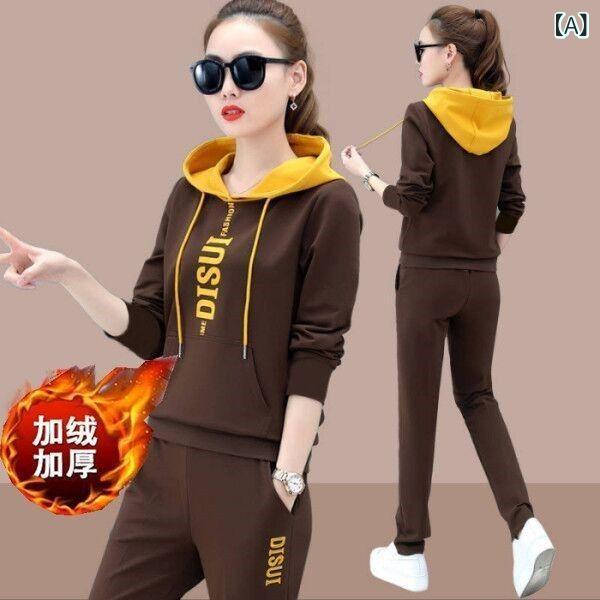 スウェット レディース 秋冬 セットアップ 2点セット 裏起毛 あったか カジュアル ルームウェア 部屋着 スポーツウェア 上下セット 長袖 パーカー パンツ ゆったり おしゃれ かわいい 普段使い 韓国ファッション ブラック レッド ブラウン