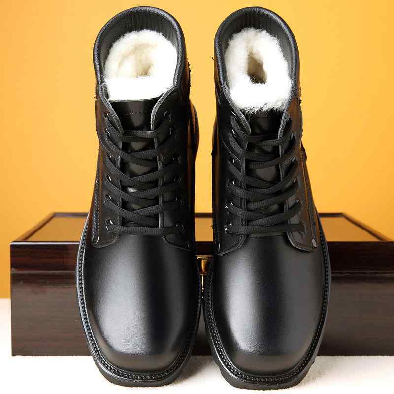 スノーブーツ 男性用 防寒ブーツ 裏ボア 暖かい靴 ハイカット ワークシューズ 防寒靴 アウトドア 滑り止め ブラック