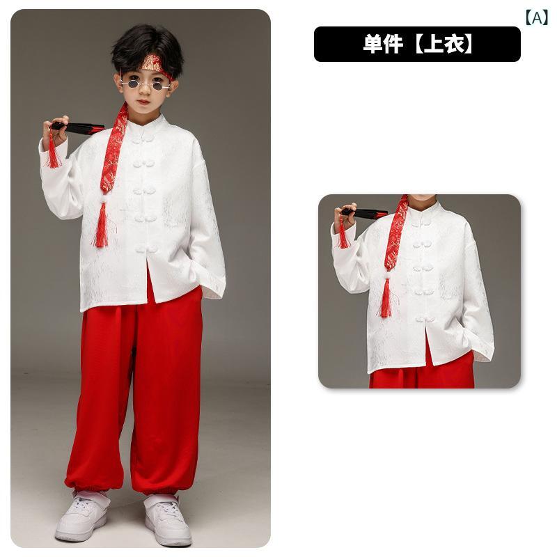 キッズ チャイナドレス 中華服 男の子 女の子 中秋節 国慶節 古典ダンス 衣装 セットアップ ポリエステル 春秋